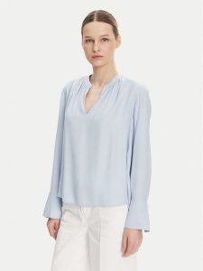 Tommy Hilfiger Bluzka WW0WW44049 Błękitny Regular Fit. Niebieskie bluzki TOMMY HILFIGER, bez wzorów, z wiskozy, bez kołnierzyka, bez ramiączek. Za 229,99 zł.