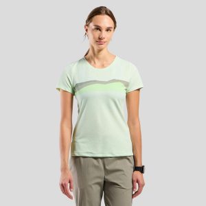 Koszulka damska Odlo F-DRY RIDGELINE T-shirt crew neck s/s. Zielone koszule nocne ODLO, bez wzorów, z materiału, bez ramiączek. Za 144,49 zł.