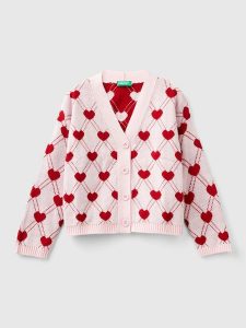 Benetton Kardigan w kolorze jasnoróżowo-czerwonym rozmiar: 130. Czerwone kardigany Benetton, ze splotem. Za 109,52 zł.