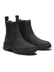 Timberland Skórzane sztyblety "Cortina Valley" w kolorze czarnym rozmiar: 38. Czarne botki Timberland, bez wzorów, bez obcasa, bez zapięcia. Za 591,60 zł.