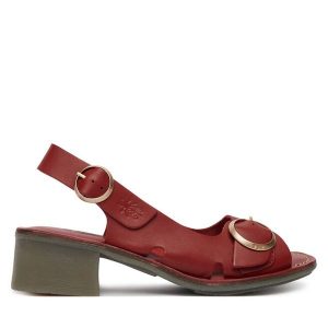 Sandały Fly London. Czerwone sandały Fly London, bez wzorów, bez obcasa, na słupku, bez zapięcia. Za 505,99 zł.