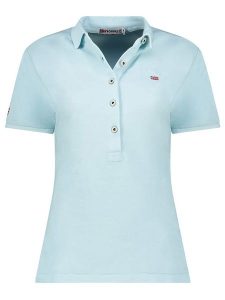 Geographical Norway Koszulka polo "Kars" w kolorze błękitnym rozmiar: XXL. Niebieskie bluzki Geographical Norway, xxl, bez wzorów, z bawełny, bez kołnierzyka, bez ramiączek. Za 74,63 zł.
