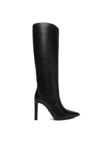 GINO ROSSI Kozaki EO-GLC511-17-3614 Czarny. Czarne kozaki Gino Rossi, bez wzorów, ze skóry, bez obcasa, na szpilce, bez zapięcia. Za 799,99 zł.