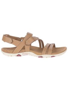 Merrell Skórzane sandały "Sandspur Rose Convert" w kolorze beżowym rozmiar: 39. Brązowe sandały Merrell, bez wzorów, z otwartym noskiem, bez obcasa, bez zapięcia. Za 254,74 zł.