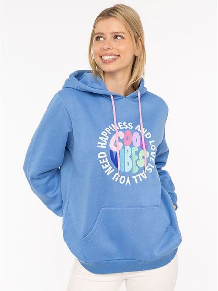 Zwillingsherz Bluza "Happiness and Love" w kolorze niebieskim rozmiar: S/M. Niebieskie bluzy Zwillingsherz, m, bez wzorów, z kapturem. Za 188,80 zł.