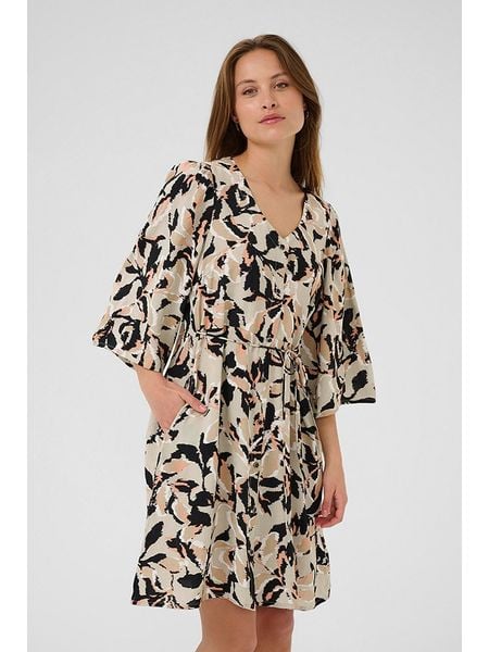 Kaffe Sukienka w kolorze beżowo-czarnym rozmiar: 38. Brązowe sukienki Kaffe, na co dzień, s, bez wzorów, z tkaniny, klasyczne, bez kołnierzyka, bez ramiączek, midi, proste. Za 117,73 zł.