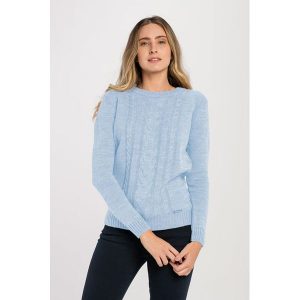 Sweter w kolorze jasnoniebieskim. Długie swetry marki Jimmy Sanders. W wyprzedaży za 119,95 zł.