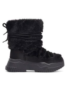 DeeZee Śniegowce NELA WS6009-01 Czarny. Czarne buty zimowe DeeZee, z materiału, bez obcasa, bez zapięcia. Za 99,99 zł.