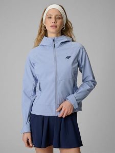4F Kurtka softshell wiatroodporna membrana 5000 damska - niebieska XXL. Niebieskie kurtki 4f, xxl, bez wzorów, z softshellu, bez kaptura. Za 299,99 zł.