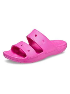 Crocs Klapki "Classic" w kolorze różowym rozmiar: 39/40. Różowe klapki Crocs, bez wzorów, z otwartym noskiem, bez obcasa. Za 61,46 zł.