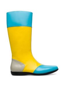 Camper Skórzane kozaki w kolorze żółto-błękitnym rozmiar: 43. Niebieskie kozaki Camper, na zimę, bez wzorów, bez obcasa, bez zapięcia. Za 695,99 zł.