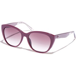 Okulary damskie w kolorze fioletowo-brązowym. Brązowe okulary przeciwsłoneczne marki Lacoste Sunglasses. W wyprzedaży za 181,95 zł.