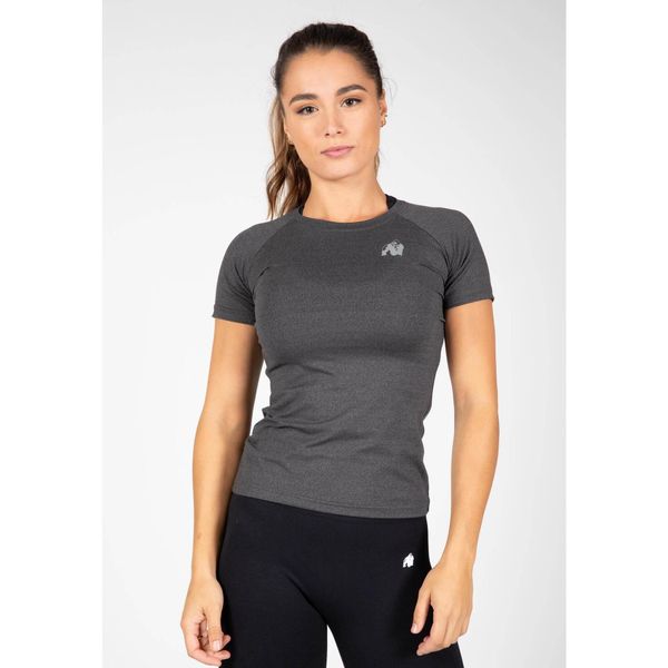 Koszulka fitness damska Gorilla Wear Aspen T-shirt. Niebieskie bluzki GORILLA WEAR, s, bez wzorów, bez kołnierzyka, bez ramiączek. Za 168,00 zł.