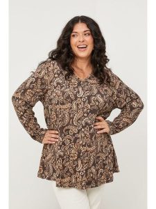 Curvy Lady Bluzka w kolorze brązowym rozmiar: 40/42. Brązowe bluzki Curvy Lady, bez wzorów, z bawełny, klasyczne, bez kołnierzyka, bez ramiączek. Za 86,99 zł.