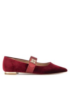 Nine West Baleriny 8168-1 Bordowy. Czerwone balerinki Nine West, bez wzorów, z materiału, bez obcasa, bez zapięcia. Za 219,99 zł.
