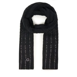Szalik Guess. Czarne szaliki Guess, z aplikacjami. Za 289,99 zł.