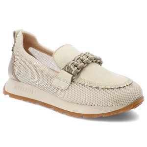 Beżowe Półbuty Hispanitas Modne Wsuwane Obuwie Damskie. Brązowe półbuty Hispanitas, bez wzorów, ze skóry, bez obcasa, bez zapięcia. Za 389,00 zł.