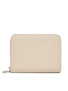 Calvin Klein Portfel Ck Medium Flap Zip Around LV04F1075G Kremowy. Białe portfele Calvin Klein, bez wzorów, ze skóry. Za 289,99 zł.