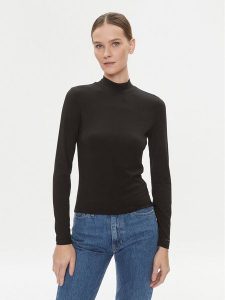 Calvin Klein Golf K20K206067 Czarny Slim Fit. Czarne golfy Calvin Klein, bez wzorów, z bawełny. Za 219,99 zł.