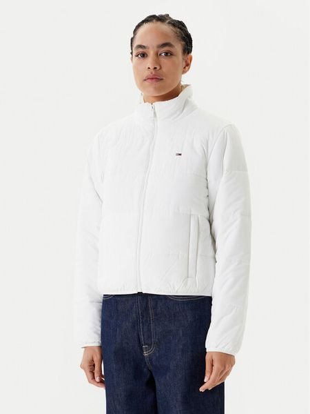 Tommy Jeans Kurtka przejściowa DW0DW20958 Biały Regular Fit. Białe kurtki Tommy Jeans, s, bez wzorów, z jeansu, bez kaptura. Za 379,99 zł.