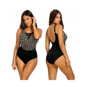 Strój kąpielowy damski jednoczęściowy elegancki Self Barbados. Czarne stroje jednoczęściowe SELF HEAT, bez wzorów. Za 230,39 zł.
