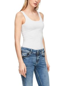 S.Oliver Top w kolorze białym rozmiar: XS. Białe topy s.Oliver, s, bez wzorów, bez kołnierzyka, bez ramiączek. Za 15,33 zł.