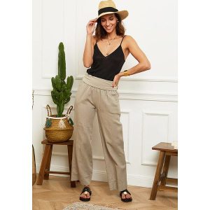 Le Monde du Lin Lniane spodnie "Valencia" w kolorze szarobrązowym rozmiar: 40/42. Brązowe spodnie z wysokim stanem Le Monde du Lin, bez wzorów, ze lnu, z podwyższonym stanem. Za 97,45 zł.