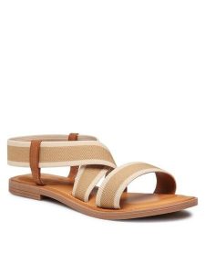 Clara Barson Sandały CASEY WS5296-34 Beżowy. Brązowe sandały Clara Barson, bez wzorów, z materiału, bez obcasa, na płaskiej podeszwie, bez zapięcia. Za 79,99 zł.