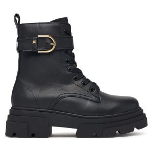 Trapery Tommy Hilfiger. Czarne buty zimowe TOMMY HILFIGER, bez obcasa, bez zapięcia. Za 799,99 zł.