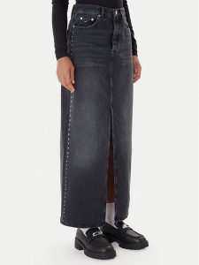 Tommy Jeans Spódnica jeansowa Layla DW0DW21576 Czarny Regular Fit. Czarne spódnice Tommy Jeans, bez wzorów, z bawełny. Za 489,99 zł.