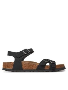 Birkenstock Sandały Kumba 1029526 Czarny. Czarne sandały Birkenstock, bez wzorów, z nubiku, bez obcasa, na płaskiej podeszwie, bez zapięcia. Za 539,99 zł.