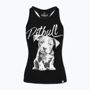 Tank top damski Pitbull Puppy. Czarne topy PITBULL, m, bez wzorów, sportowe, bez kołnierzyka, bez ramiączek. Za 79,99 zł.