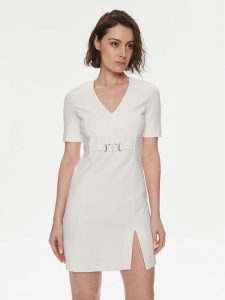 TWINSET Sukienka koktajlowa 241TP2275 Écru Regular Fit. Kombinezony Twinset, bez wzorów, z wiskozy, wizytowe, bez kołnierzyka, bez ramiączek. Za 449,99 zł.