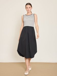 BGN Sukienka w kolorze biało-czarnym rozmiar: 40. Białe sukienki BGN, na imprezę, bez wzorów, bez kołnierzyka, bez ramiączek, midi. Za 108,99 zł.