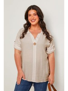 Curvy Lady Bluzka w kolorze beżowym rozmiar: 48/50. Brązowe bluzki Curvy Lady, bez wzorów, klasyczne, bez kołnierzyka, bez ramiączek. Za 114,98 zł.