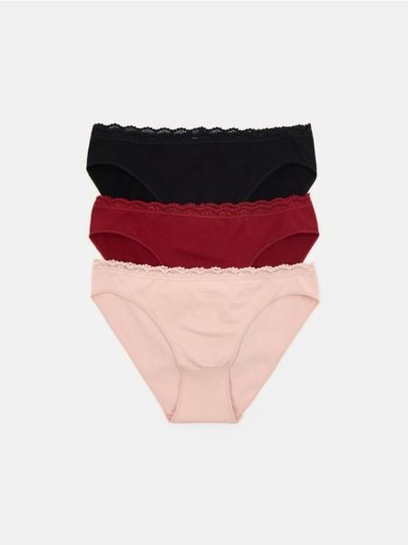 Majtki figi z koronką 3 pack - wielobarwny. Figi Sinsay, bez wzorów, z koronki. Za 25,99 zł.