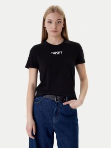 Tommy Jeans T-Shirt Essential DW0DW21842 Czarny Regular Fit. Czarne t-shirty Tommy Jeans, xs, bez wzorów, z bawełny, bez kołnierzyka, bez ramiączek. Za 129,99 zł.