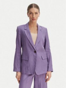 Marella Marynarka Emme by Marella Vincita 2615041012 Fioletowy Regular Fit. Fioletowe marynarki i żakiety Marella, bez wzorów, ze lnu. Za 574,99 zł.