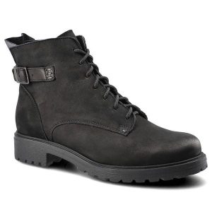 Botki damskie Pollonus, ze skóry naturalnej i ocieplane filcem, czarne, 5-1119-004. Czarne botki Pollonus, na jesień, bez wzorów, z nubiku, bez obcasa, bez zapięcia. Za 209,00 zł.