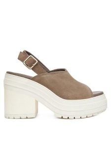 Converse Sandały Chuck 70 De Luxe Heel Mule A15071C Zielony. Zielone sandały Converse, bez wzorów, ze skóry, bez obcasa, na słupku, bez zapięcia. Za 389,99 zł.