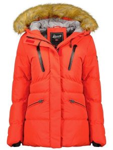 Geographical Norway Kurtka zimowa "Crown" w kolorze czerwonym rozmiar: XL. Czerwone kurtki Geographical Norway, na zimę, xl, bez wzorów, z puchu, bez kaptura. Za 267,29 zł.