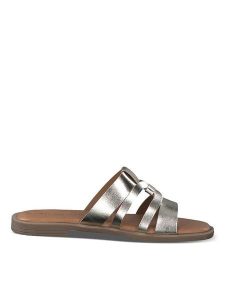 Tamaris Skórzane klapki w kolorze złotym rozmiar: 39. Żółte klapki Tamaris, bez wzorów, z otwartym noskiem, bez obcasa. Za 127,65 zł.