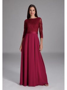 SWING Sukienka w kolorze czerwonym rozmiar: 36. Czerwone sukienki Swing, bez wzorów, z koronki, bez kołnierzyka, bez ramiączek, maxi. Za 343,95 zł.