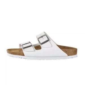 Klapki damskie Birkenstock Arizona BS Birko-flor. Białe klapki Birkenstock, bez wzorów, z materiału, bez obcasa. Za 287,00 zł.