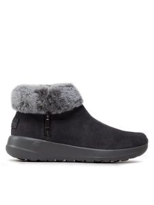 Skechers Botki On-The-Go Joy 144003/CHAR Szary. Szare botki Skechers, bez wzorów, ze skóry, bez obcasa, na płaskiej podeszwie, bez zapięcia. Za 319,99 zł.