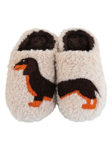 WD lifestyle Kapcie "Dachshund" w kolorze brązowo-kremowo-pomarańczowym rozmiar: M/L. Brązowe kapcie WD lifestyle, bez wzorów. Za 109,95 zł.