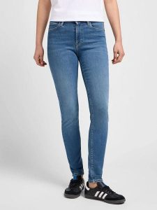 Lee Dżinsy - Slim fit - w kolorze niebieskim rozmiar: W28/L33. Niebieskie jeansy Lee, z aplikacjami, ze skóry. Za 152,99 zł.