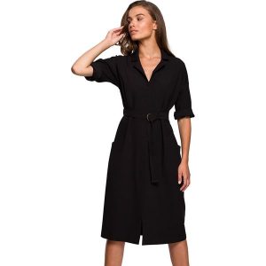 Stylove Sukienka w kolorze czarnym rozmiar: L. Czarne sukienki Stylove, na co dzień, l, bez wzorów, z tkaniny, bez kołnierzyka, bez ramiączek, midi, proste. Za 160,95 zł.