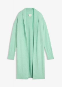 Długi sweter rozpinany. Zielone długie swetry bonprix, bez kołnierzyka. Za 129,99 zł.