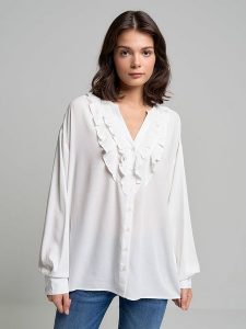 BIG STAR Bluzka w kolorze białym rozmiar: M. Białe bluzki Big Star, m, bez wzorów, z wiskozy, retro, bez kołnierzyka, bez ramiączek. Za 99,99 zł.